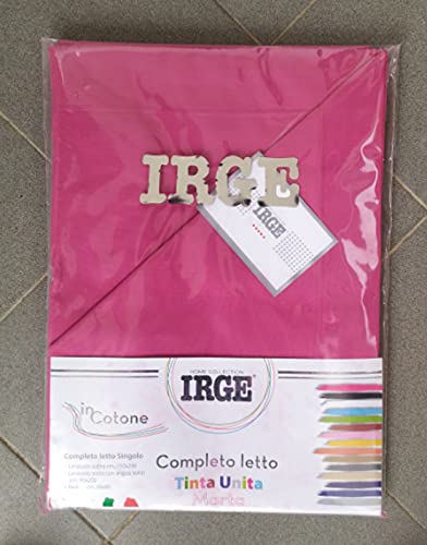 Irge - Juego completo de sábanas para cama de matrimonio o individual de 100 % algodón puro, fabricado en Italia, color fucsia y individual