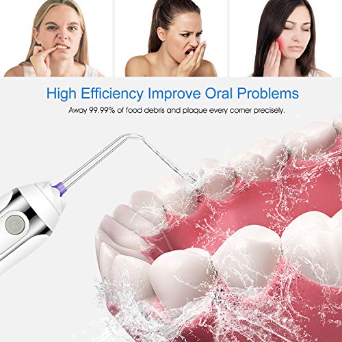 Irrigador Bucal Portatil, Nivlan Profesional Irrigadores Bucales IPX7 Impermeable con 300ML Tanque, 5 Modos y 6 Boquillas, Irrigador Dental Recargable USB para Limpieza Dental y Cuidado Oral Higiene