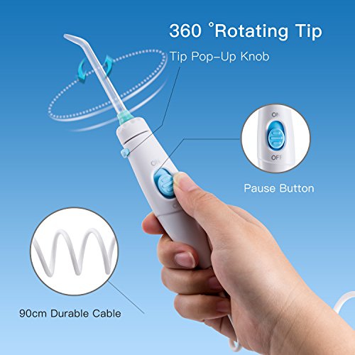 Irrigador Dental Professionale con 8 Boquillas Multifuncionales, Jkevow Irrigador Bucal Limpieza Dientes con Capacidad de 600ml, 10 Ajustes de Presión del agua (Blanco)