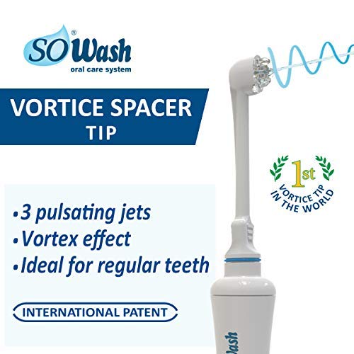 Irrigador dental SoWash | Vórtice | Conectable al grifo | Sin Baterías y sin Electricidad | Cabezal Vórtice con chorro pulsante convergente triple (patente internacional)