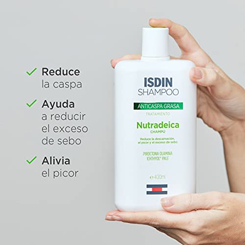 Isdin Nutradeica Champú Anticaspagrasa, Reduce la Descamación, el Picor y el exceso de Sebo 1 x 400ml