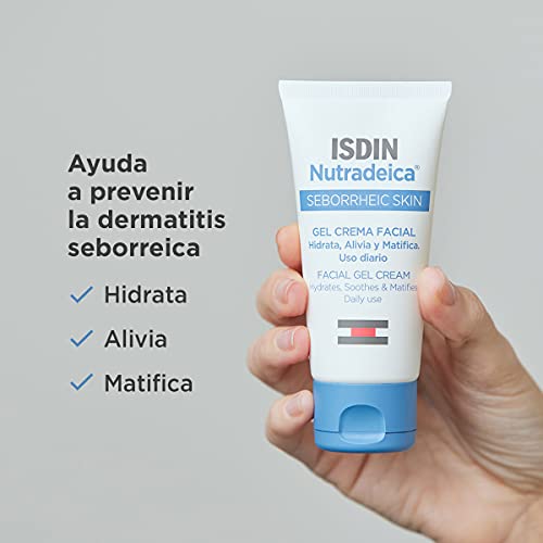 ISDIN Nutradeica - Gel-crema facial indicado para el tratamiento del exceso de sebo, descamación, picor y eritema de la piel seborreica facial, 50 ml