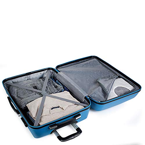 ITACA - Maleta Cabina Avion Pequeña Rígida ABS de Viaje con 4 Ruedas Hombre Mujer 55x40x20 cm. Trolley Equipaje de Mano de Marca ITACA. Práctica y Ligera. Candado con Combinación. T71650, Color Azul