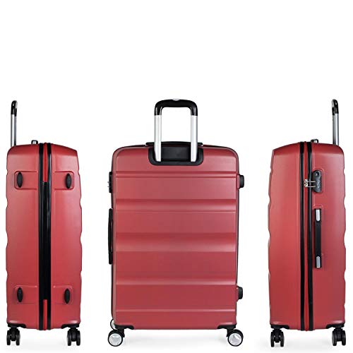 ITACA - Maleta de Viaje Rígida 4 Ruedas Grande XL Trolley 77 cm de ABS Lisa. Dura y Ligera. Gran Capacidad. 2 Asas y Candado. Estudiante y Profesional. t71670, Color Coral