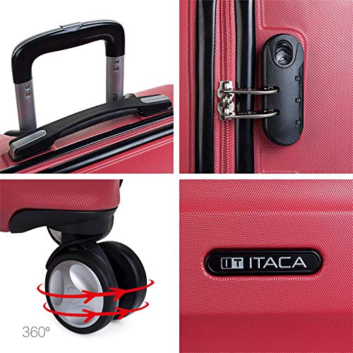 ITACA - Maleta de Viaje Rígida 4 Ruedas Grande XL Trolley 77 cm de ABS Lisa. Dura y Ligera. Gran Capacidad. 2 Asas y Candado. Estudiante y Profesional. t71670, Color Coral