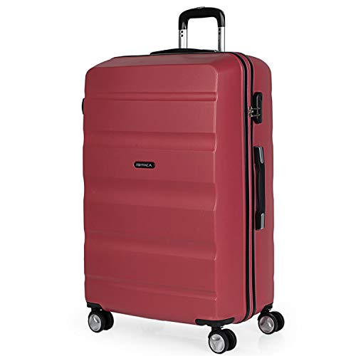 ITACA - Maleta de Viaje Rígida 4 Ruedas Grande XL Trolley 77 cm de ABS Lisa. Dura y Ligera. Gran Capacidad. 2 Asas y Candado. Estudiante y Profesional. t71670, Color Coral