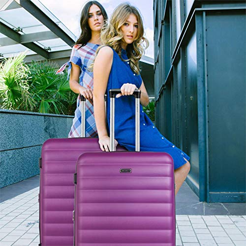 ITACA - Maleta de Viaje rígida 4 Ruedas Mediana Trolley 65 cm de ABS. Dura Extensible Cómoda Práctica y Ligera. Calidad Marca y Precio. Estudiante y Profesional. 71260, Color Morado