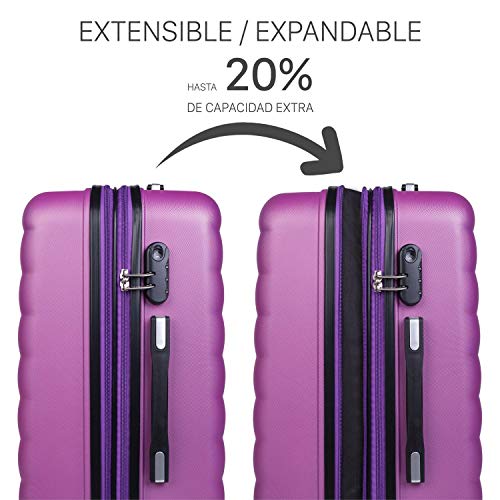 ITACA - Maleta de Viaje rígida 4 Ruedas Mediana Trolley 65 cm de ABS. Dura Extensible Cómoda Práctica y Ligera. Calidad Marca y Precio. Estudiante y Profesional. 71260, Color Morado