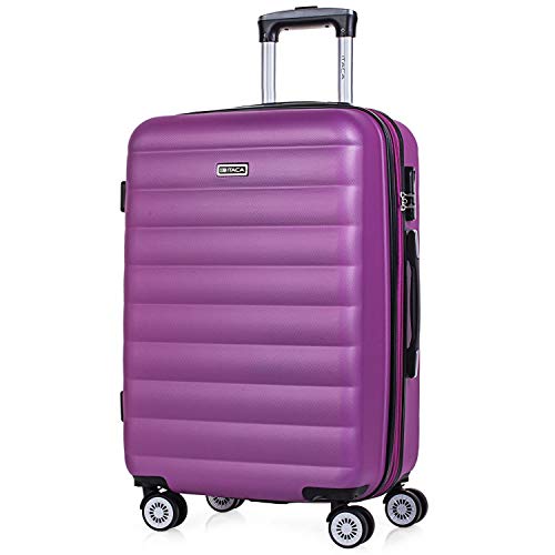 ITACA - Maleta de Viaje rígida 4 Ruedas Mediana Trolley 65 cm de ABS. Dura Extensible Cómoda Práctica y Ligera. Calidad Marca y Precio. Estudiante y Profesional. 71260, Color Morado