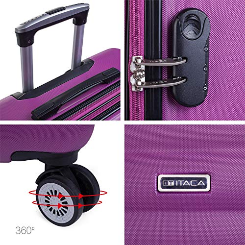 ITACA - Maleta de Viaje rígida 4 Ruedas Mediana Trolley 65 cm de ABS. Dura Extensible Cómoda Práctica y Ligera. Calidad Marca y Precio. Estudiante y Profesional. 71260, Color Morado