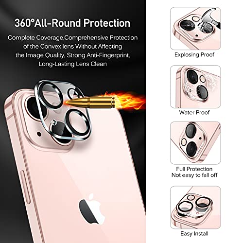 ivoler 4 Piezas Protector de Pantalla Compatible con iPhone 13 6.1 Pulgadas, con 2 Piezas Protector de Lente de Cámara y Marco de Instalación Fácil, Cristal Vidrio Templado Premium