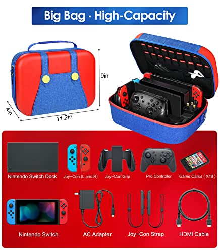 ivoler Funda Compatible con Nintendo Switch, Estuche Dura de Transporte de Fundas Lujo, maletín de Viaje con 18 Cartuchos de Juegos para Switch Console & Accesorios