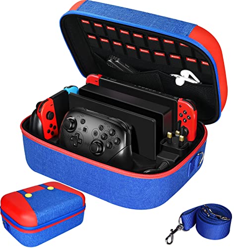 ivoler Funda Compatible con Nintendo Switch, Estuche Dura de Transporte de Fundas Lujo, maletín de Viaje con 18 Cartuchos de Juegos para Switch Console & Accesorios