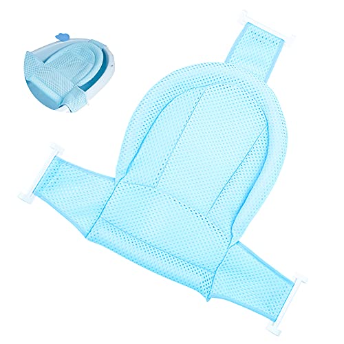 IWILCS Plegable Baño Bañera Almohadilla Bebé Soporte Para El Baño Bebé con Red para Bebés 0-36 Meses (Azul)