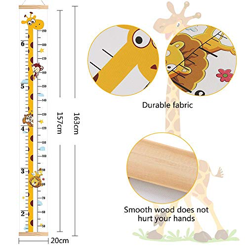 IWILCS Tabla de Crecimiento Infantil, Tabla De Crecimiento Del Bebé, Tabla de Altura para Niños, para de niña niño de medición de altura - Patrón de jirafa(200cm x 20cm)