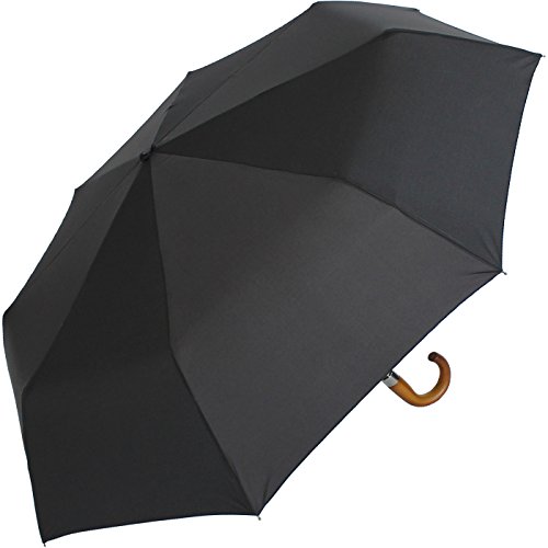 iX-brella - Paraguas XXL para hombre de 121 cm con mango de madera auténtica y apertura automática., Negro (Negro) - .