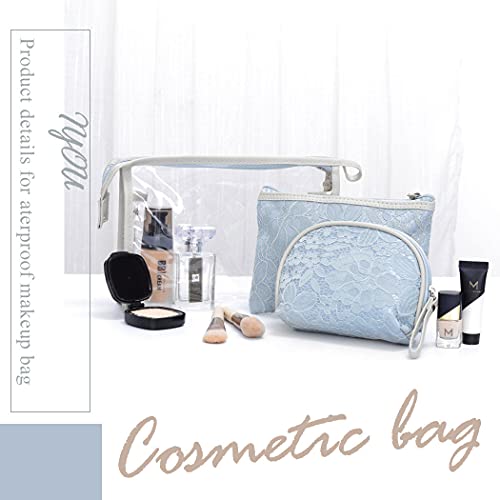 IYOU 3 Paquete Bolso de Cosméticos Azul Cordón Bolsas de maquillaje Bolsas de aseo Moda Portátil Belleza Bolsa de maquillaje Viaje Lavar Organizador de conchas por Mujeres y Chicas