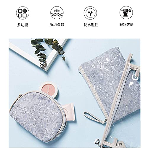 IYOU 3 Paquete Bolso de Cosméticos Azul Cordón Bolsas de maquillaje Bolsas de aseo Moda Portátil Belleza Bolsa de maquillaje Viaje Lavar Organizador de conchas por Mujeres y Chicas