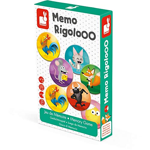 Janod Juego De Memoria Memo Rigolooo, Multicolor (Juratoys SAS J02736)