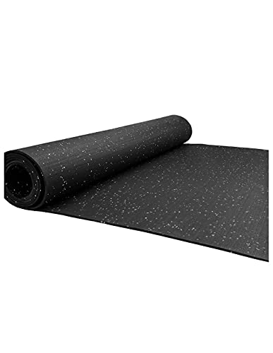 Jardin202 - Esterilla de Ejercicio y Fitness Especial para Gimnasios | Sport Premium | Moteado Blanco | Base Negra | 1'25m (Ancho) x 3m (Largo) (8mm de Altura)