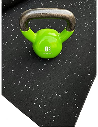 Jardin202 - Esterilla de Ejercicio y Fitness Especial para Gimnasios | Sport Premium | Moteado Blanco | Base Negra | 1'25m (Ancho) x 3m (Largo) (8mm de Altura)