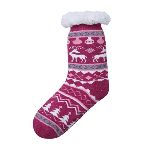 JARSEEN Mujer Hombre Navidad Calcetines Invierno Calentar Pantuflas de Estar Por Casa Super Suaves Cómodos Calcetines Antideslizante (Ciervo Rojo, EU 36-42)