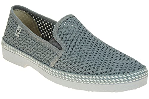 JAVER Zapatilla Rejilla Calada Hombre - Alpargata Algodón y Plantilla Yute Gris Talla 43