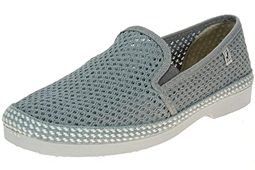 JAVER Zapatilla Rejilla Calada Hombre - Alpargata Algodón y Plantilla Yute Gris Talla 43