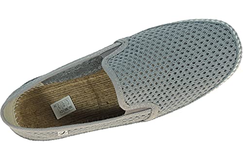 JAVER Zapatilla Rejilla Calada Hombre - Alpargata Algodón y Plantilla Yute Gris Talla 43