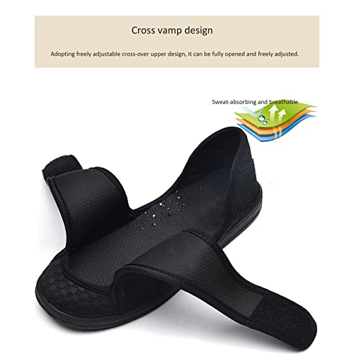 JCJNSL Sandalias para Diabéticos con Cierre Ajustable Calzado Ortopédico Extra Ancho Suela De Goma Antideslizante para Pies Artríticos Hinchados Hallux Valgus,Negro,40