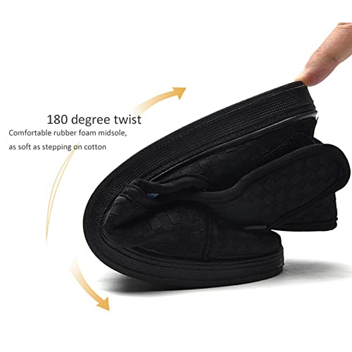 JCJNSL Sandalias para Diabéticos con Cierre Ajustable Calzado Ortopédico Extra Ancho Suela De Goma Antideslizante para Pies Artríticos Hinchados Hallux Valgus,Negro,40