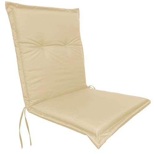 JEMIDI - Cojín impermeable para silla de jardín con respaldo bajo, 100 cm x 50 cm x 5 cm, beige