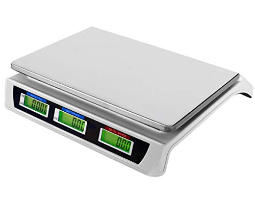 JEVX Bascula Comercial Digital de 40kg 2 EN 1 CON BATERIA RECARGABLE y Fuente de Alimentacion - Precision 5 Gramos Comercio Balanza Inalambrica para Fruteria 40 Kilos Peso Industrial Medidor de Peso