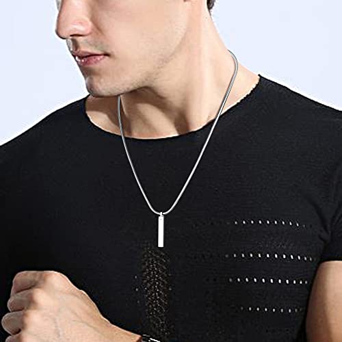 JeweBella Collar Barra para Hombre Mujer Plata/Negro Acero Inoxidable Colgante Barra con Cadena Serpiente 55CM