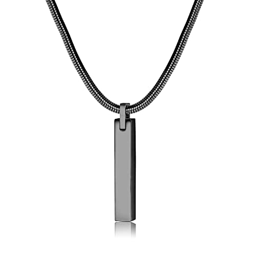 JeweBella Collar Barra para Hombre Mujer Plata/Negro Acero Inoxidable Colgante Barra con Cadena Serpiente 55CM