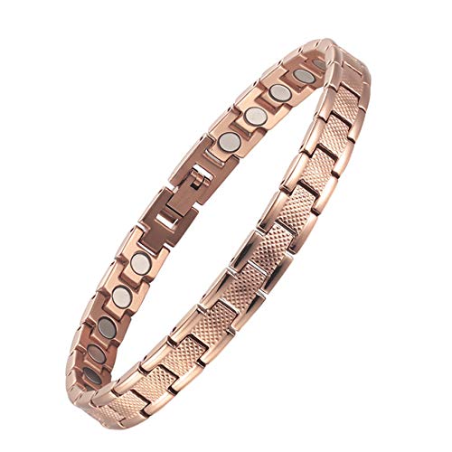 JHKJ Pulseras Magnéticas de Acero Inoxidable, Pulsera Curativa Magnética para Aliviar el Dolor, para la Artritis y el Túnel Carpiano, Migrañas, Codo de Tenista Pulsera Adelgazar,Rose