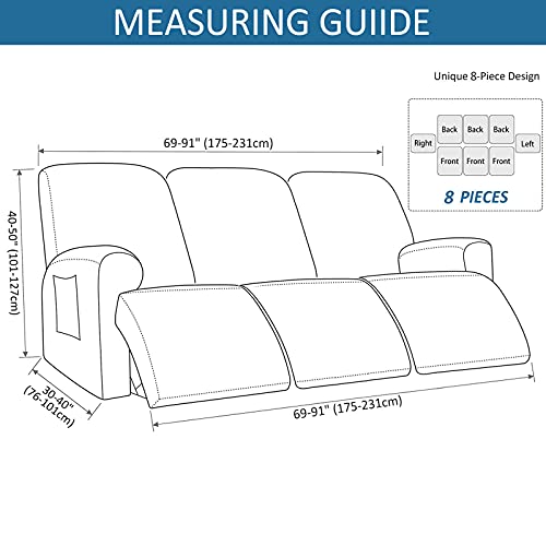 JHLD Funda De Sillón Relax Elástica, Funda Sillon Relax Terciopelo 1/2/3 Plazas Protector para Sillón Reclinable Suave Funda para Sillón Reclinable con Parte Inferior Elástica-Gris Claro-3 plazas