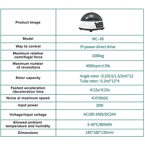 JHshop Máquina Centrífuga Eléctrica, Centrífuga de Escritorio de Baja Velocidad de 4000r / Min, Nueva Centrífuga de Laboratorio con 12 Rotores