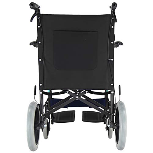 JINBAO Silla De Ruedas Plegable Modelo para Discapacitados Ortopédicos Y Ancianos con Palanca De Freno Manual Reposapiés Y Reposabrazos Móvil Asiento Negro Ultraligero