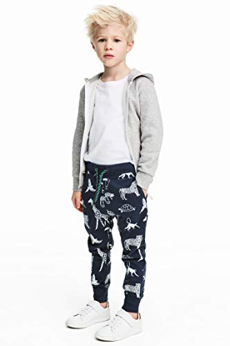 JinBei Pantalón Niño Deportivos Algodon Cordón Ajustable Cinturón Tigre Tortuga León Negro Pantalones Largos Deporte Termicos Bolsillo Elasticos Escuela Jogger Pantalones 6-7 Años