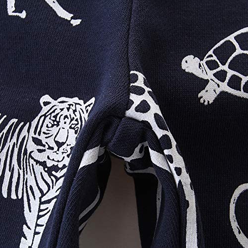 JinBei Pantalón Niño Deportivos Algodon Cordón Ajustable Cinturón Tigre Tortuga León Negro Pantalones Largos Deporte Termicos Bolsillo Elasticos Escuela Jogger Pantalones 6-7 Años