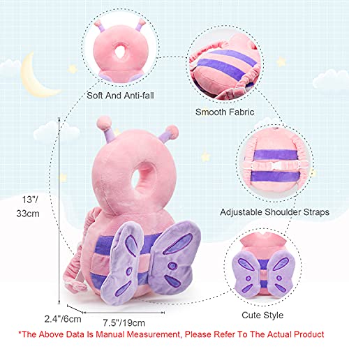 JINYJIA Almohada Protección para la Cabeza del Bebe, Protector de Cabeza de Bebé Ajustables, Suave Anti-Caídas Soporte para la Cabeza del Bebé, para Edad 4-24 Meses Bebé,Mariposa