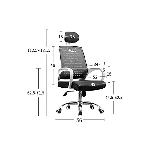 JJ-SHOP Silla giratoria ergonómica, Mesa y Silla Ajustables, Silla para computadora en casa, reposacabezas de elevación Inteligente, función de inclinación del Respaldo Curvo, Negro