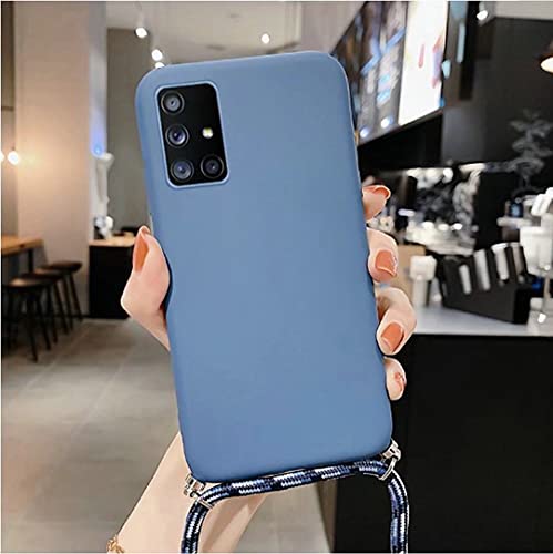 JMstore Funda Compatible con Xiaomi Mi 9 Lite/Mi A3 Lite/Mi CC9 Silicona Líquida con Colgante/Cadena.Protectora ponible Cordón Cruzado Correa Cuello Cordón