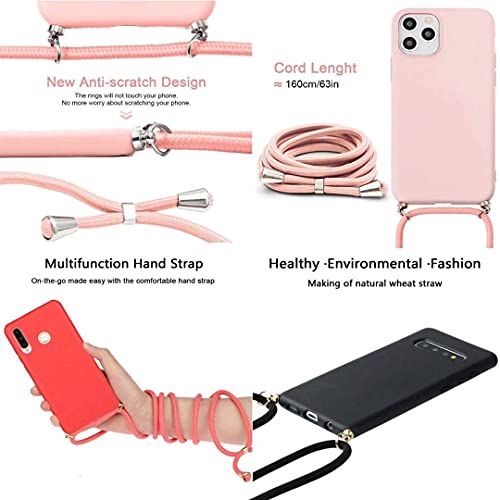 JMstore Funda Compatible con Xiaomi Mi 9 Lite/Mi A3 Lite/Mi CC9 Silicona Líquida con Colgante/Cadena.Protectora ponible Cordón Cruzado Correa Cuello Cordón