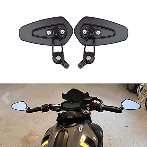 JMTBNO Espejos Retrovisores para Manillar de Motocicleta 7/8" 22 mm Universal para Street Bike Quad Scooter Cruiser Cafe Racer Scrambler CB125 MT03 MT07 MT09 MT10 Z650 Z750 Z900 (Negro)