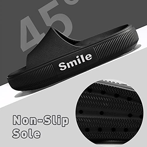 Jodimitty Chanclas de baño unisex para hombre y mujer, zapatillas de estar por casa, para verano, antideslizantes, para interior y exterior, piscina, gimnasio, masaje, color negro, 44/45 UE