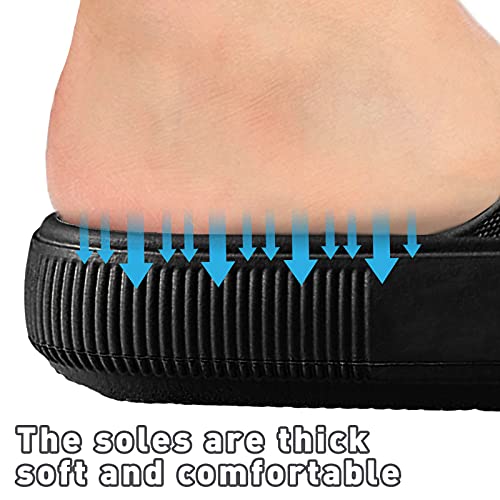 Jodimitty Chanclas de baño unisex para hombre y mujer, zapatillas de estar por casa, para verano, antideslizantes, para interior y exterior, piscina, gimnasio, masaje, color negro, 44/45 UE