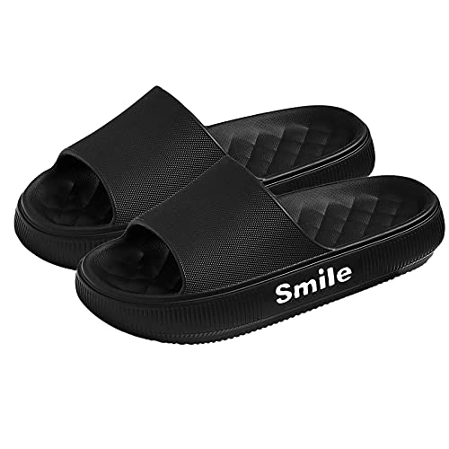 Jodimitty Chanclas de baño unisex para hombre y mujer, zapatillas de estar por casa, para verano, antideslizantes, para interior y exterior, piscina, gimnasio, masaje, color negro, 44/45 UE