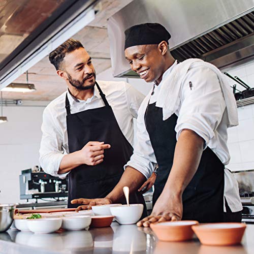 joeji's Kitchen Paquete de 3 Delantales Negros - Correa Ajustable y Delantal Cocina De Chef Resistente al Agua con 2 Bolsillos para Hombres y Mujeres, Delantales de Cocina Hogar